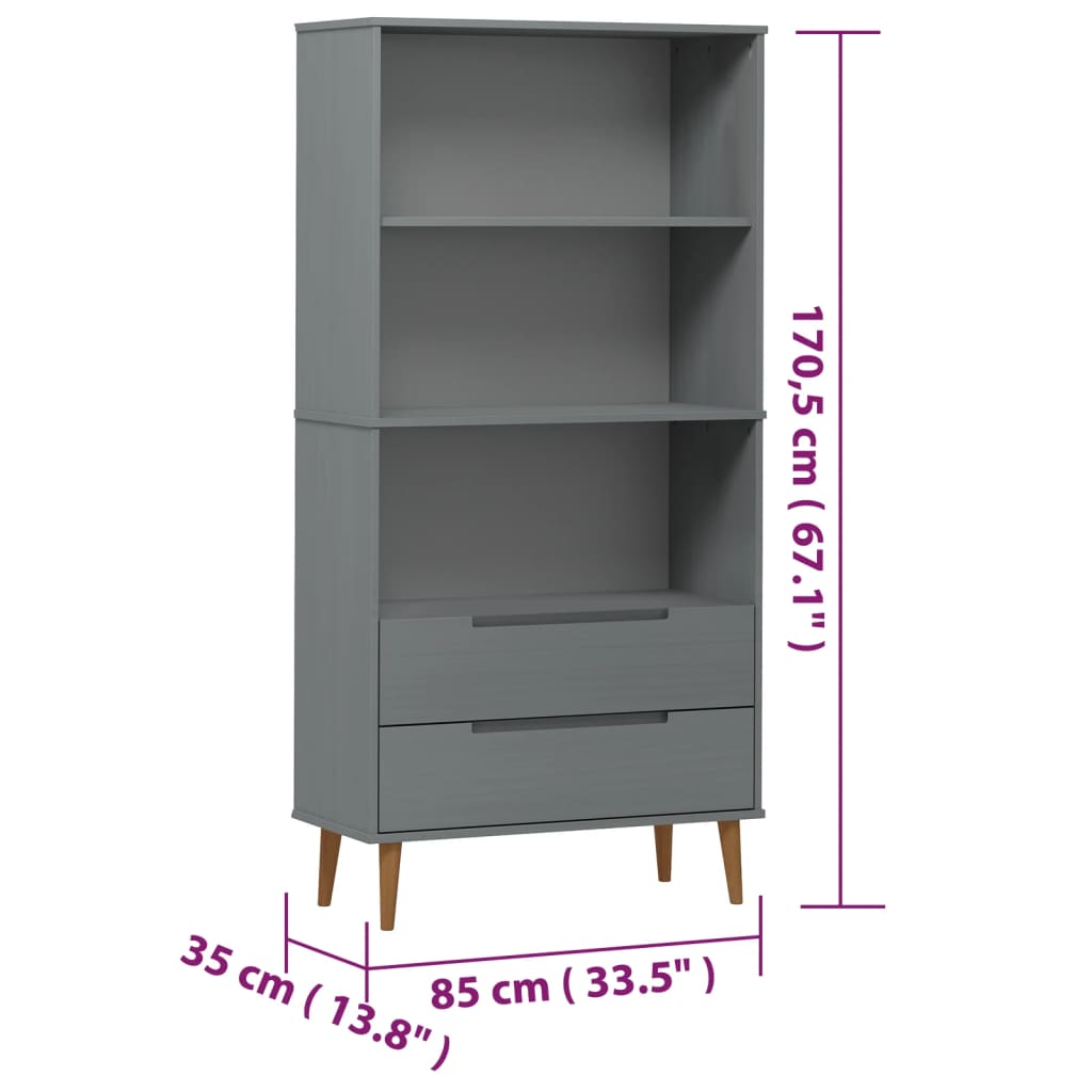 Bokhylla Molde 85X35X170,5 Cm Massiv Furu