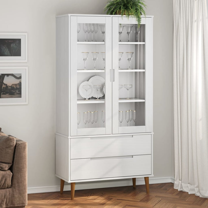 Vitrinskåp Molde 90X35X175 Cm Massiv Furu