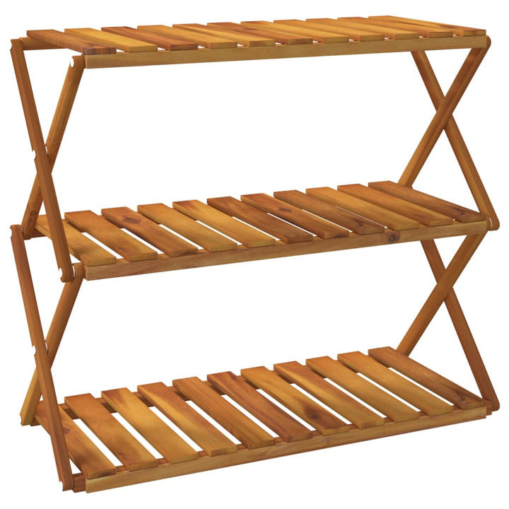 Hopfällbar Hylla 3 Hyllplan 70X31X63 Cm Massivt Akaciaträ