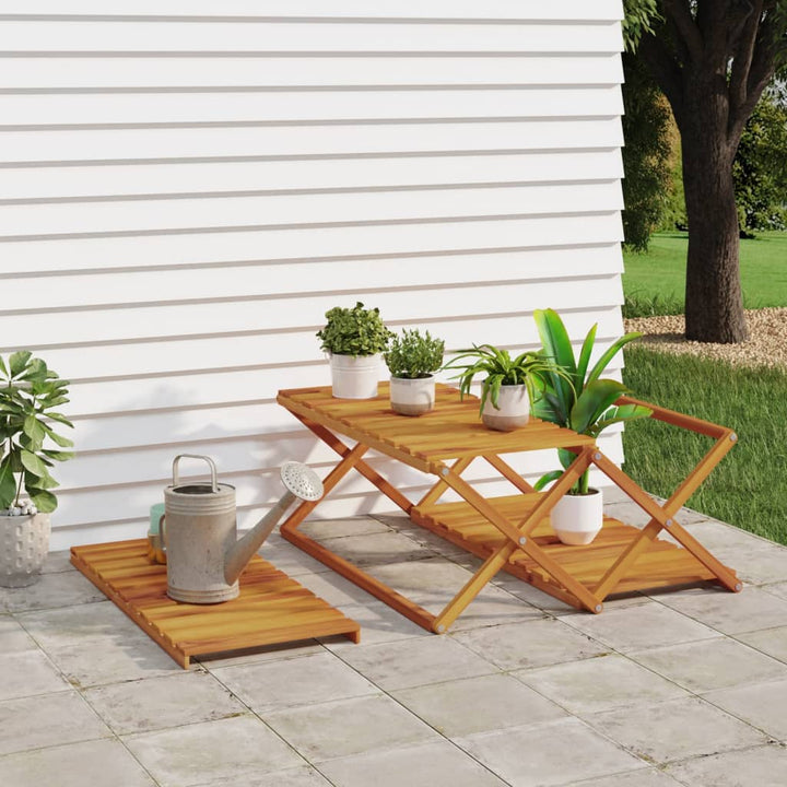 Hopfällbar Hylla 3 Hyllplan 70X31X63 Cm Massivt Akaciaträ
