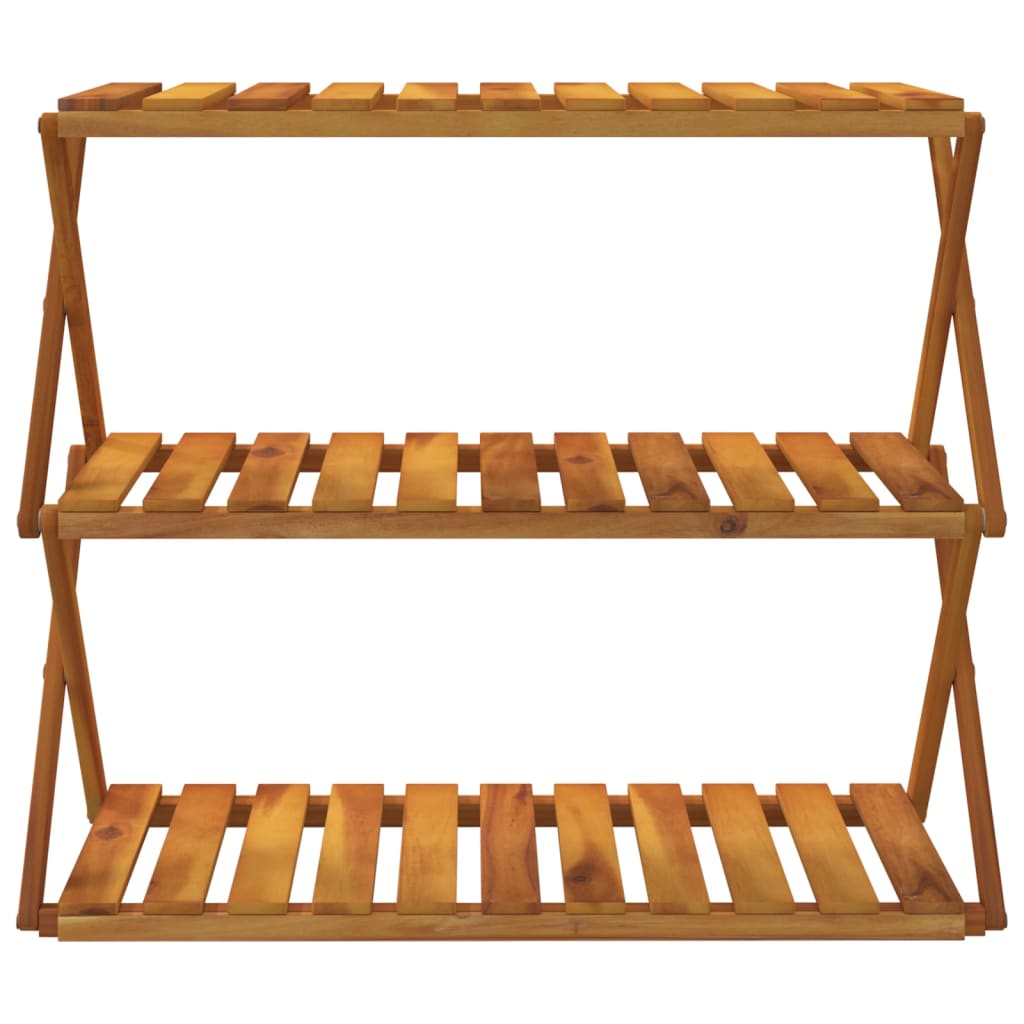 Hopfällbar Hylla 3 Hyllplan 70X31X63 Cm Massivt Akaciaträ