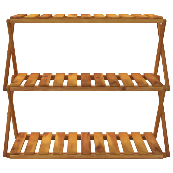 Hopfällbar Hylla 3 Hyllplan 70X31X63 Cm Massivt Akaciaträ