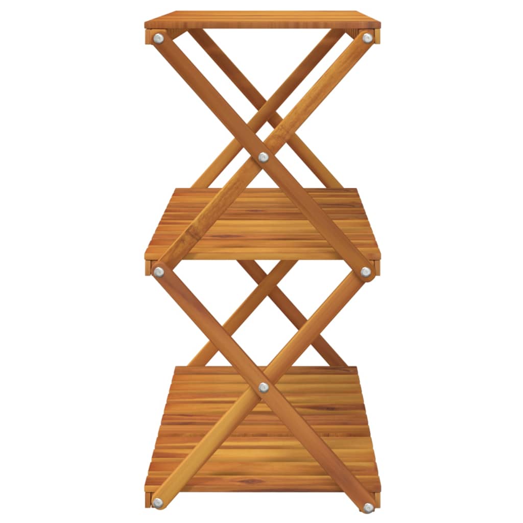 Hopfällbar Hylla 3 Hyllplan 70X31X63 Cm Massivt Akaciaträ