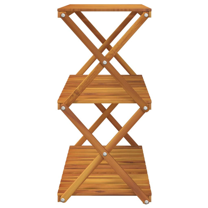 Hopfällbar Hylla 3 Hyllplan 70X31X63 Cm Massivt Akaciaträ