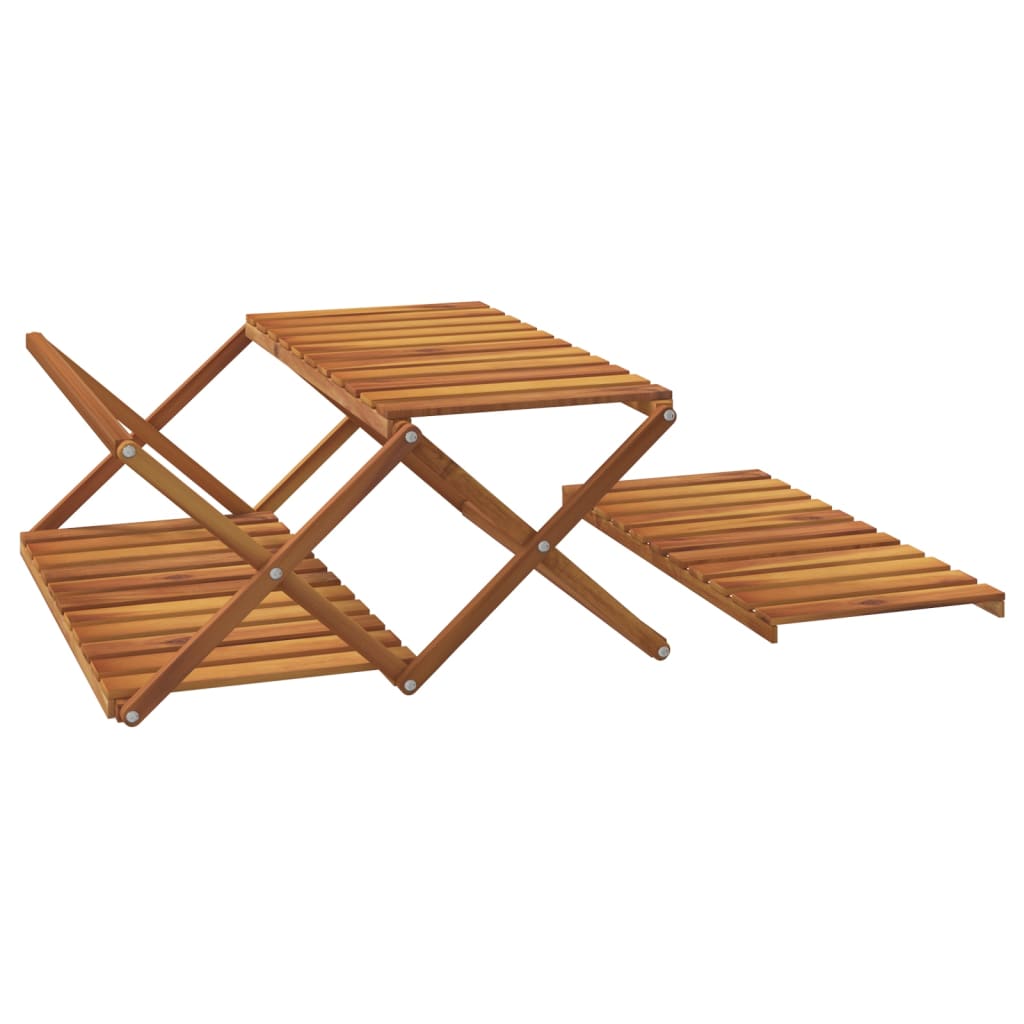 Hopfällbar Hylla 3 Hyllplan 70X31X63 Cm Massivt Akaciaträ