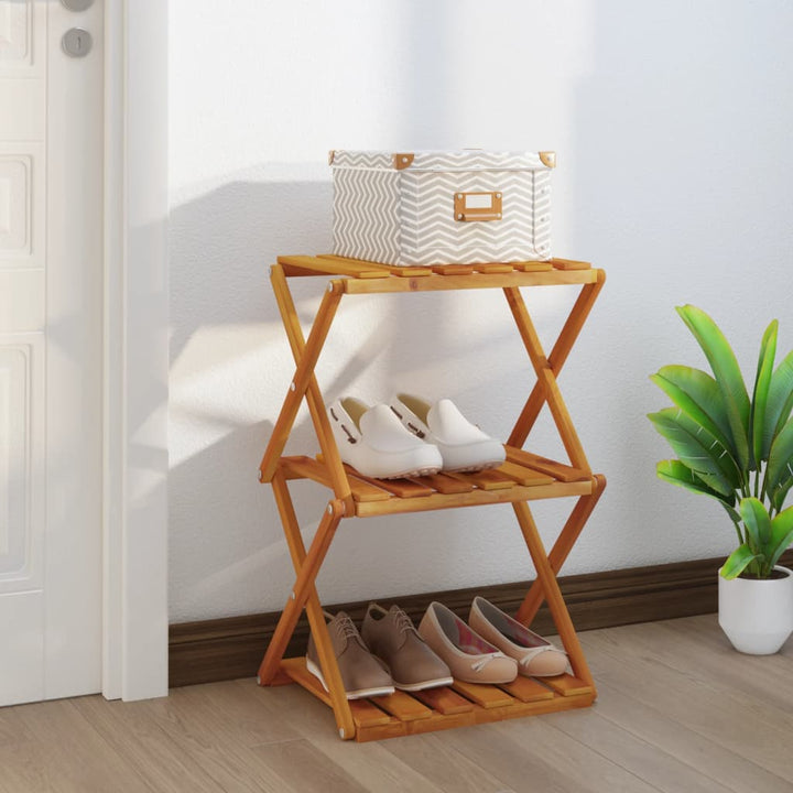 Hopfällbar Hylla 3 Hyllplan 70X31X63 Cm Massivt Akaciaträ