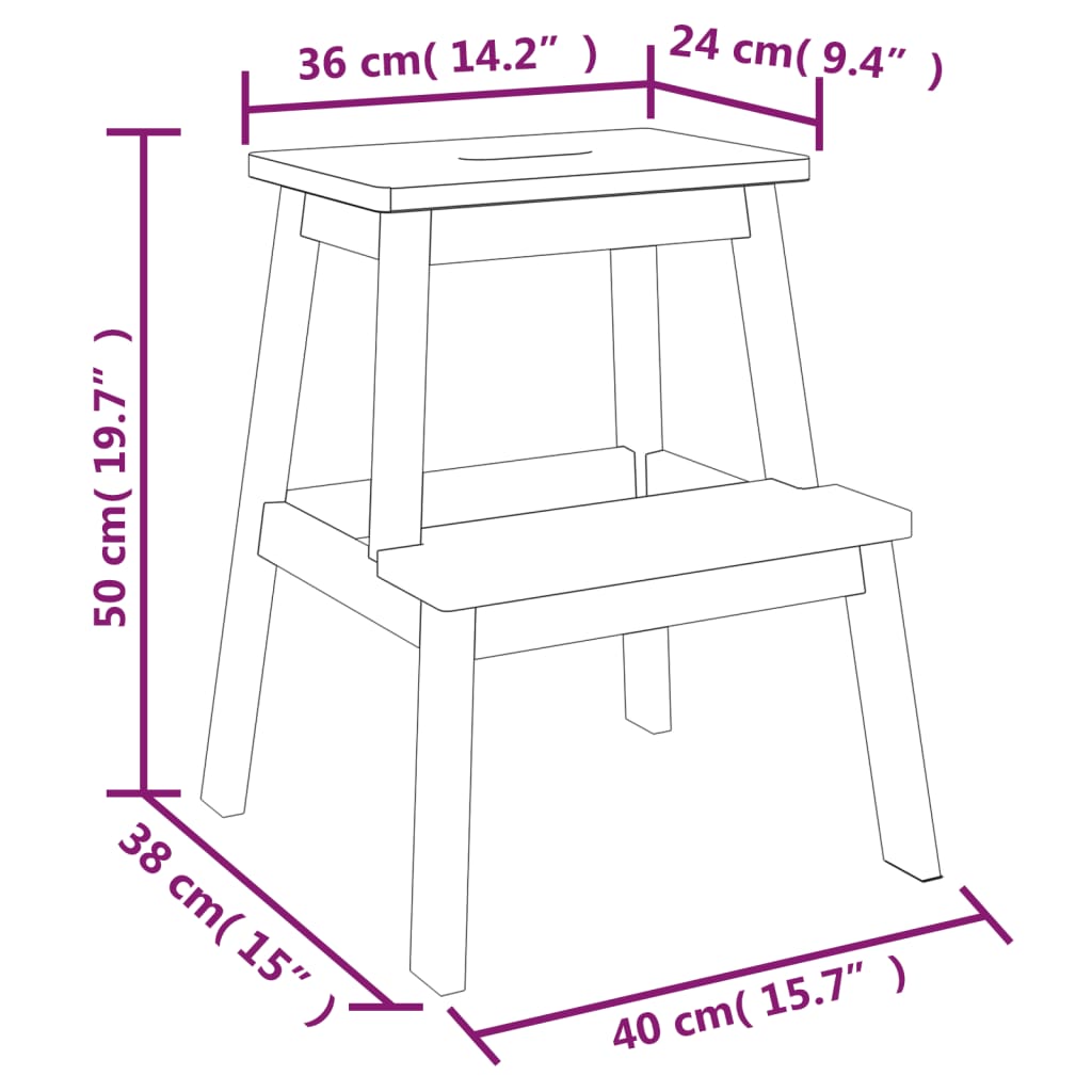 Stegpall 40X38X50 Cm Massivt Akaciaträ