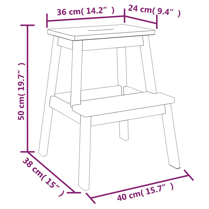 Stegpall 40X38X50 Cm Massivt Akaciaträ