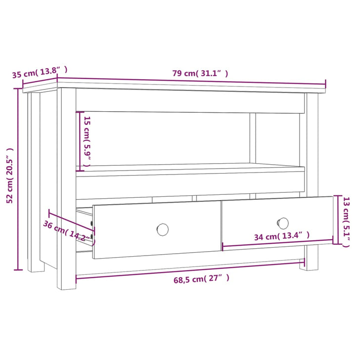 Tv-Bänk 79X35X52 Cm Massiv Furu