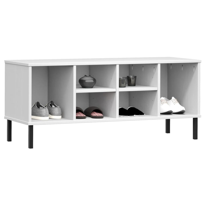 Skohylla Med Metallben Oslo 106X35X45 Cm Massivt Trä