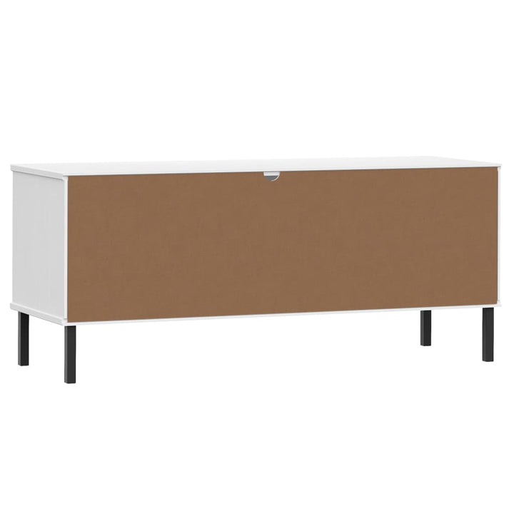 Skohylla Med Metallben Oslo 106X35X45 Cm Massivt Trä