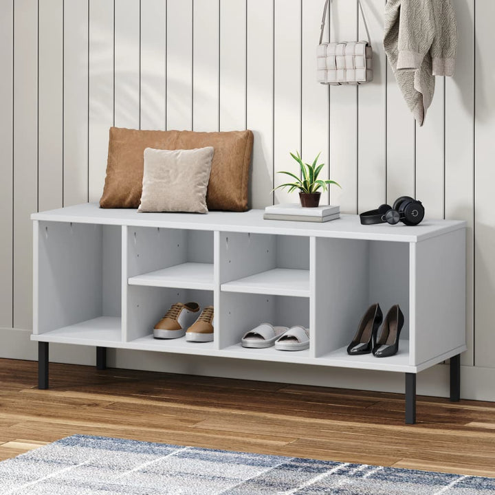 Skohylla Med Metallben Oslo 106X35X45 Cm Massivt Trä