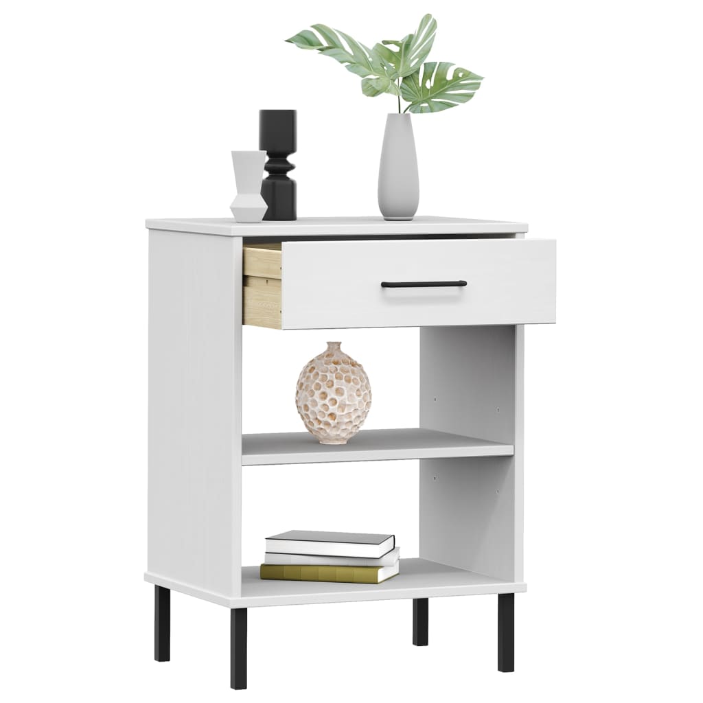 Konsolbord Med Metallben Oslo Massiv Furu