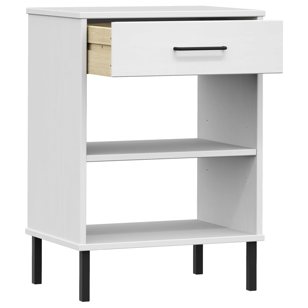 Konsolbord Med Metallben Oslo Massiv Furu