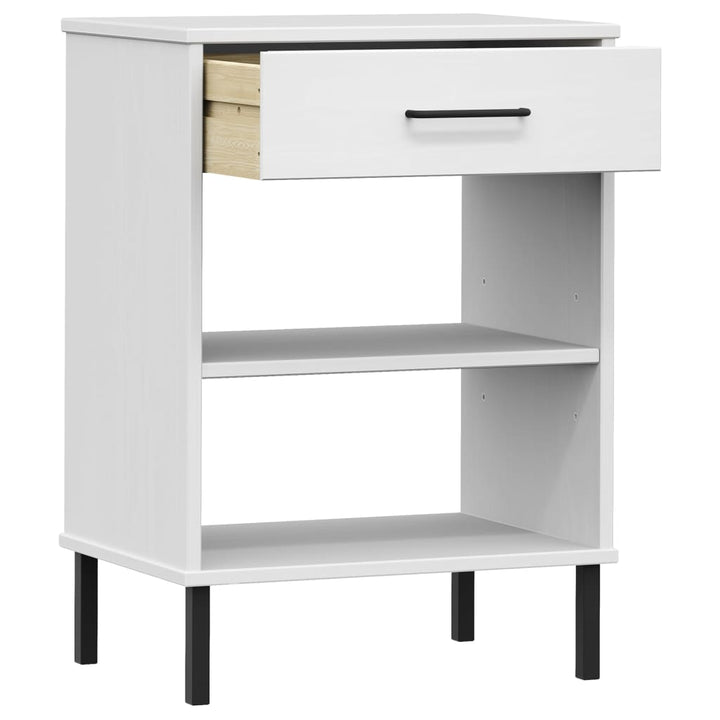Konsolbord Med Metallben Oslo Massiv Furu