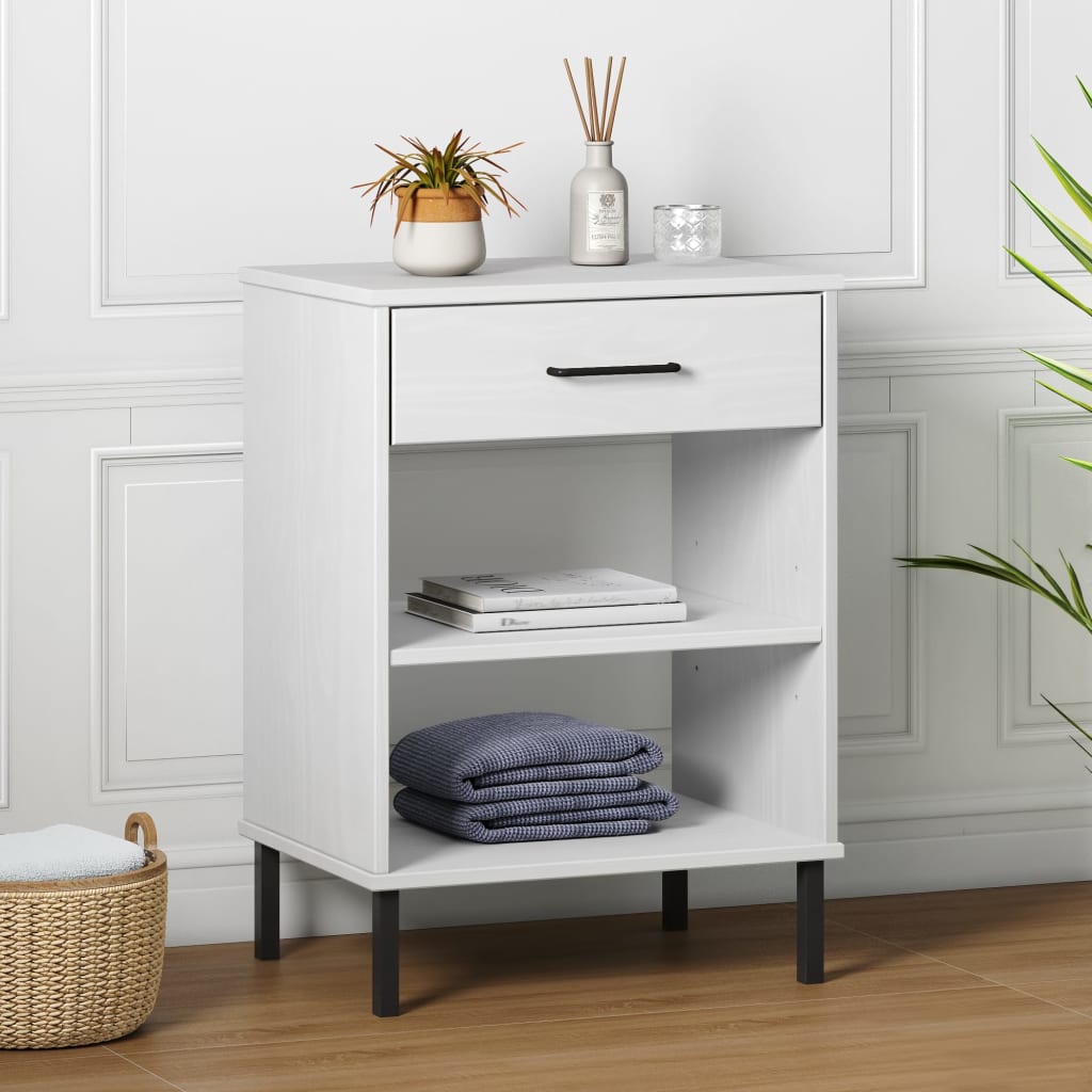 Konsolbord Med Metallben Oslo Massiv Furu