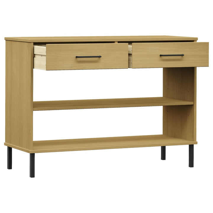 Konsolbord Med Metallben Oslo Massiv Furu