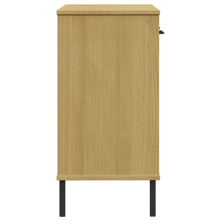 Konsolbord Med Metallben Oslo Massiv Furu