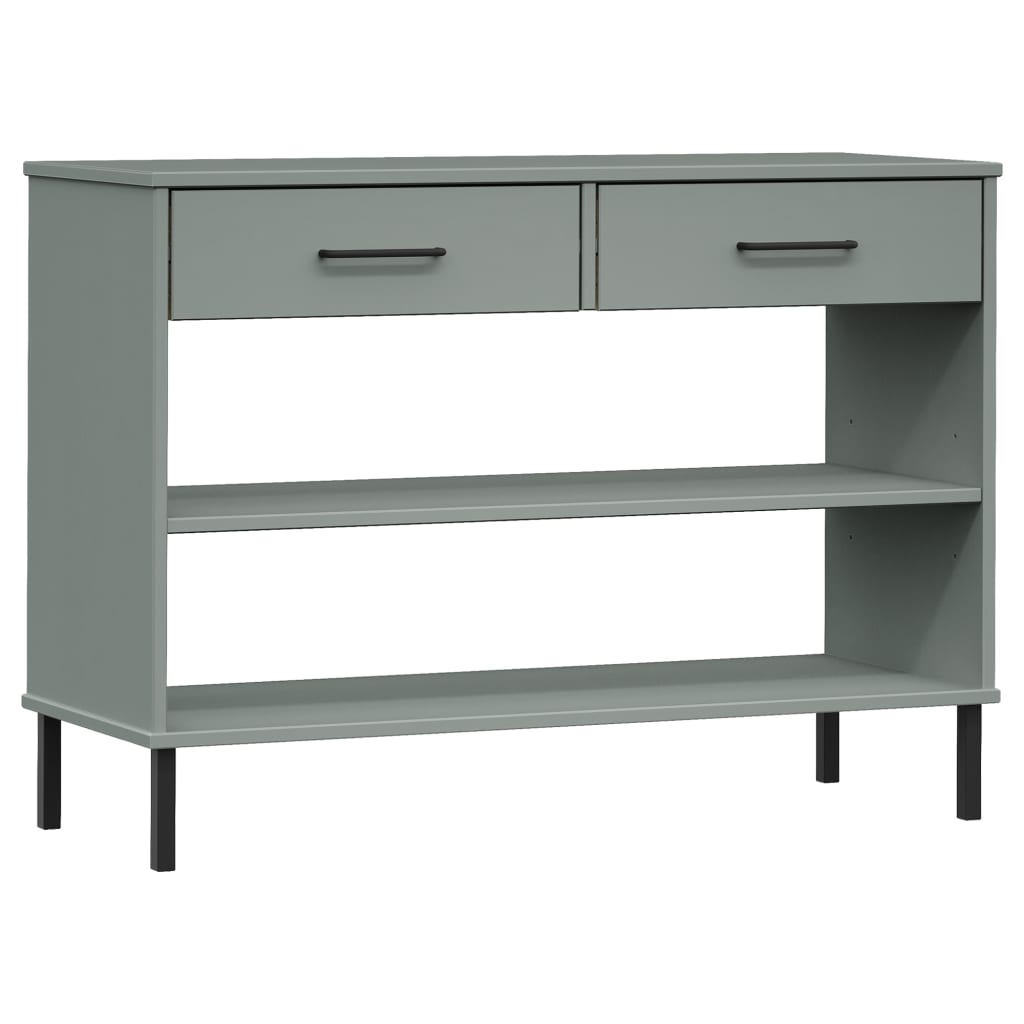 Konsolbord Med Metallben Oslo Massiv Furu