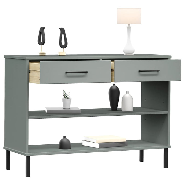 Konsolbord Med Metallben Oslo Massiv Furu