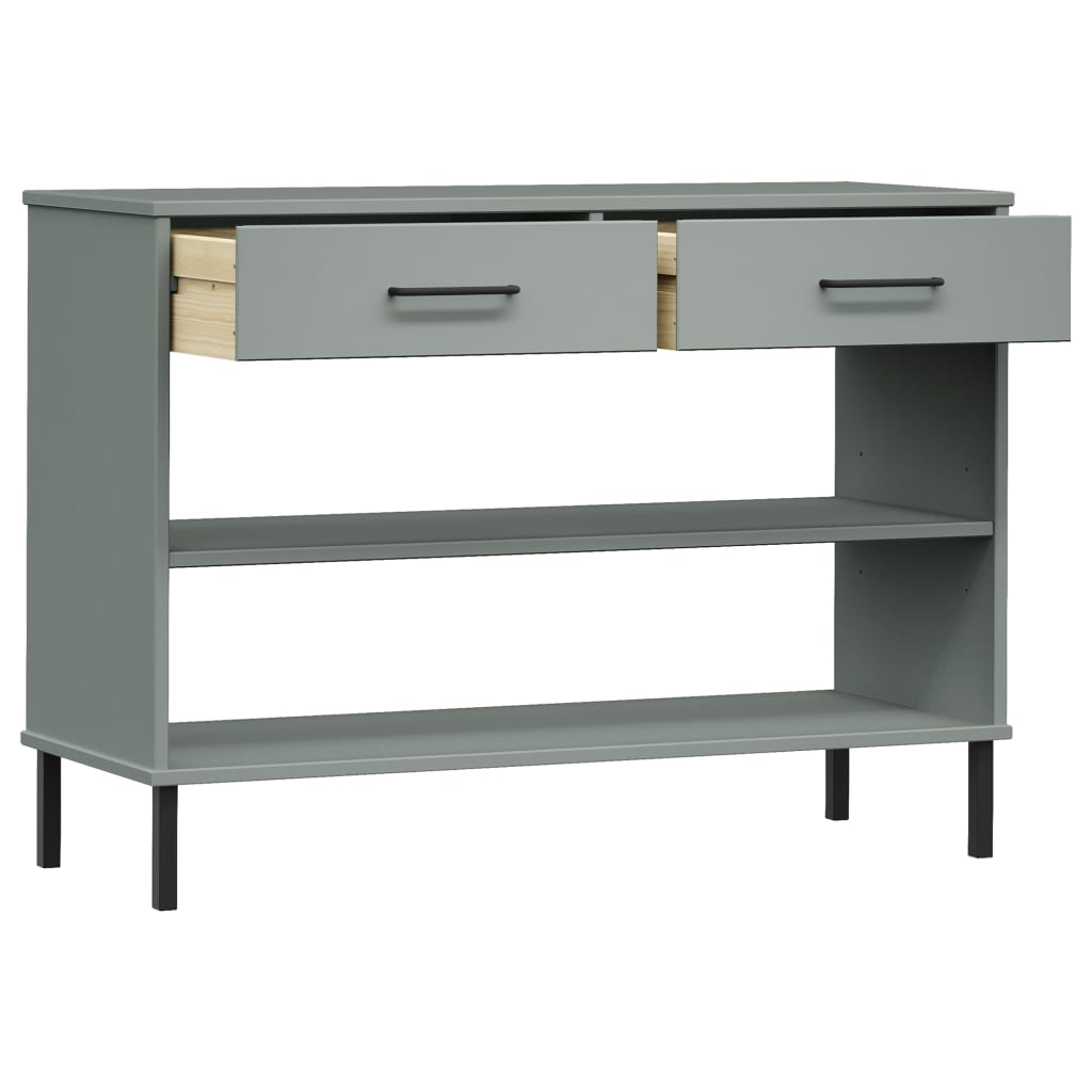 Konsolbord Med Metallben Oslo Massiv Furu