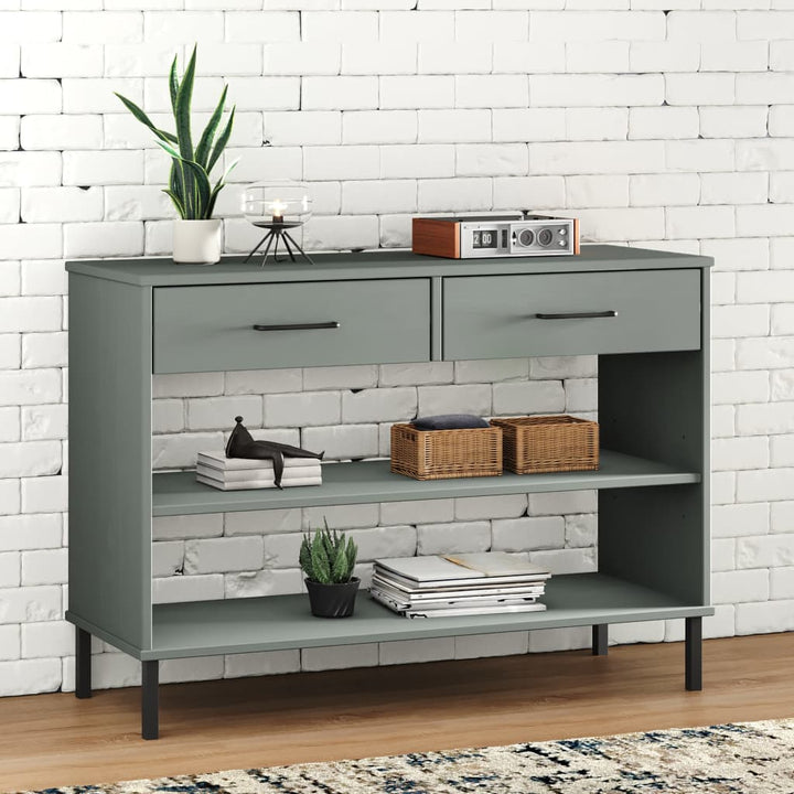 Konsolbord Med Metallben Oslo Massiv Furu