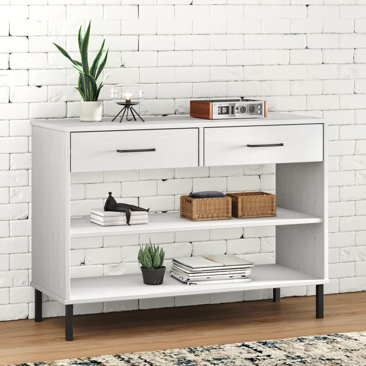 Konsolbord Med Metallben Oslo Massiv Furu