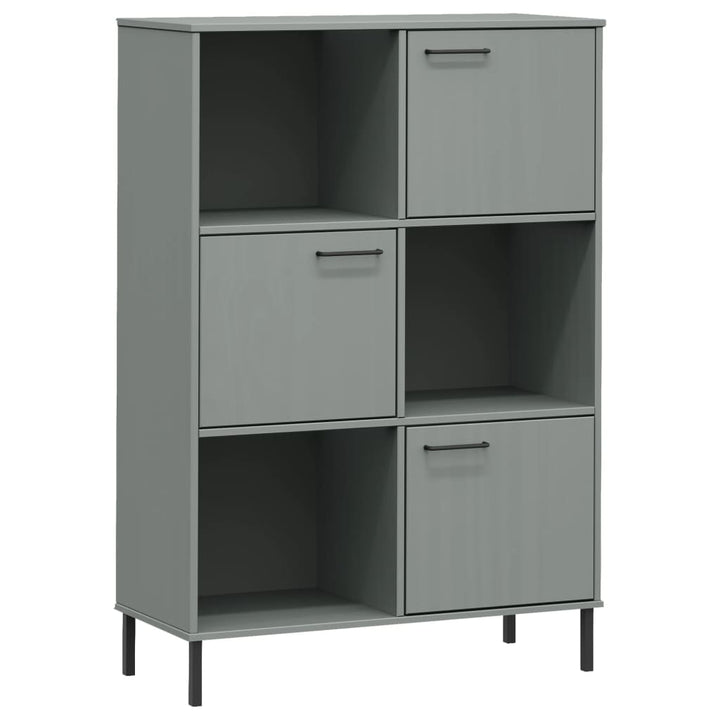 Bokhylla Med Metallben Oslo 90X35X128,5 Cm Massivt Trä