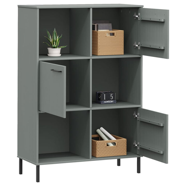 Bokhylla Med Metallben Oslo 90X35X128,5 Cm Massivt Trä
