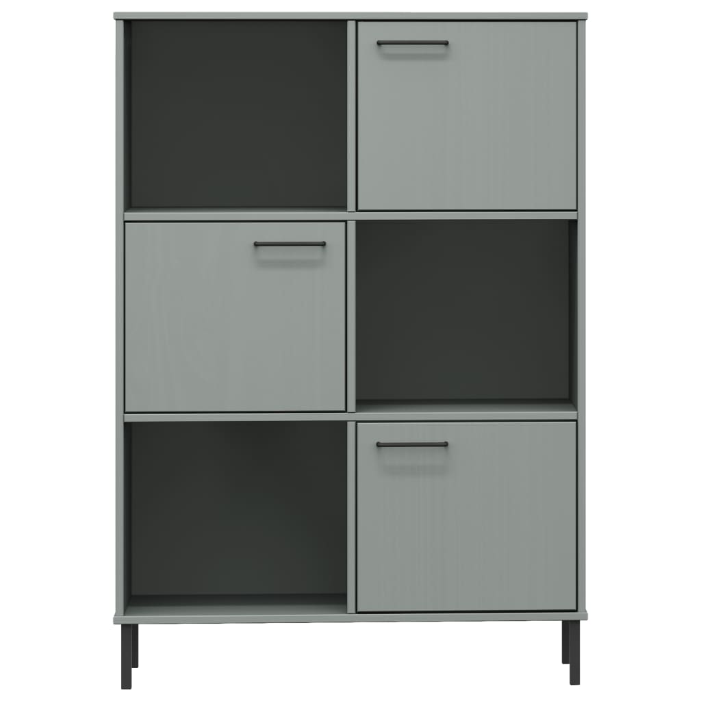 Bokhylla Med Metallben Oslo 90X35X128,5 Cm Massivt Trä