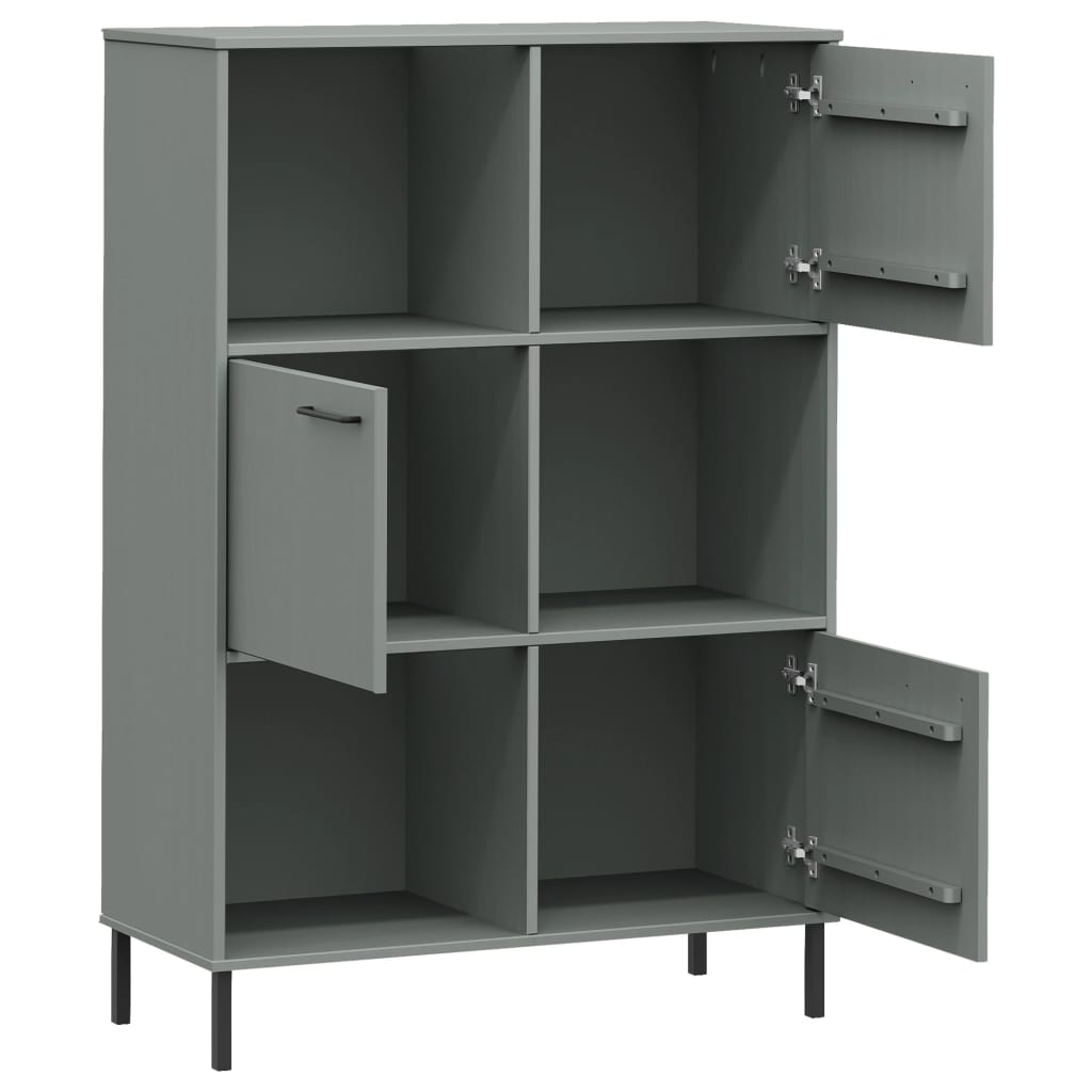 Bokhylla Med Metallben Oslo 90X35X128,5 Cm Massivt Trä