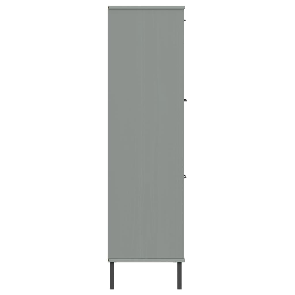 Bokhylla Med Metallben Oslo 90X35X128,5 Cm Massivt Trä