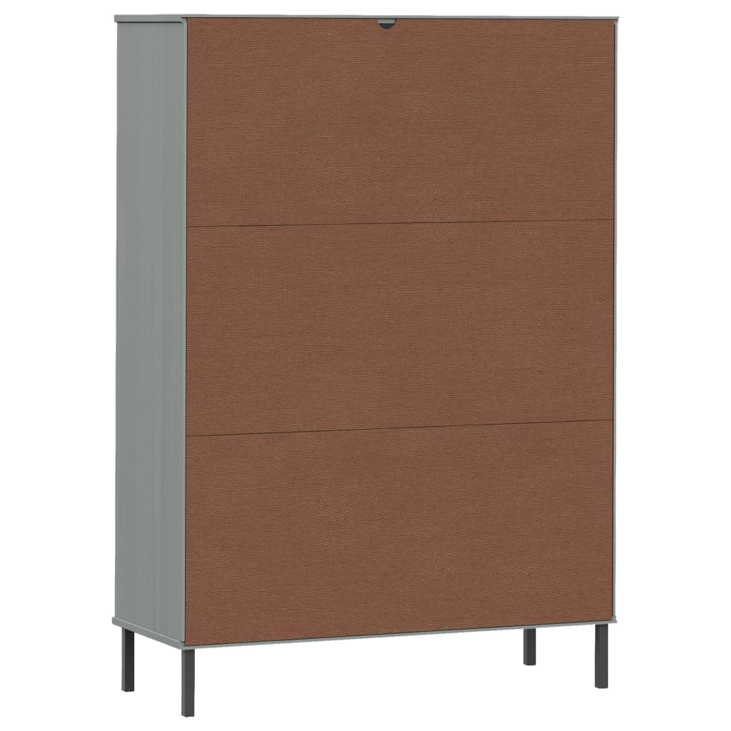 Bokhylla Med Metallben Oslo 90X35X128,5 Cm Massivt Trä