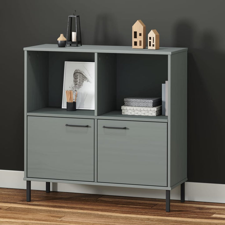 Bokhylla Med Metallben Oslo 90X35X90,5 Cm Massivt Trä