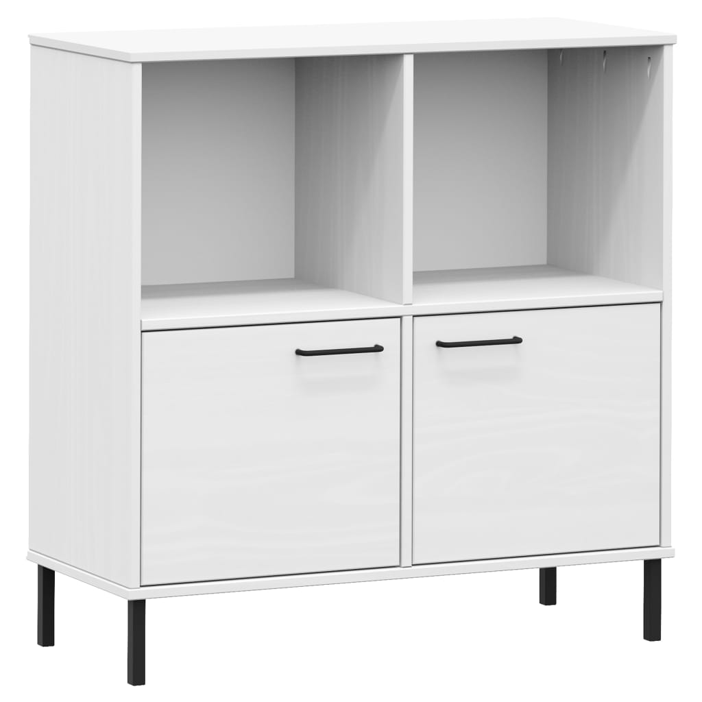 Bokhylla Med Metallben Oslo 90X35X90,5 Cm Massivt Trä