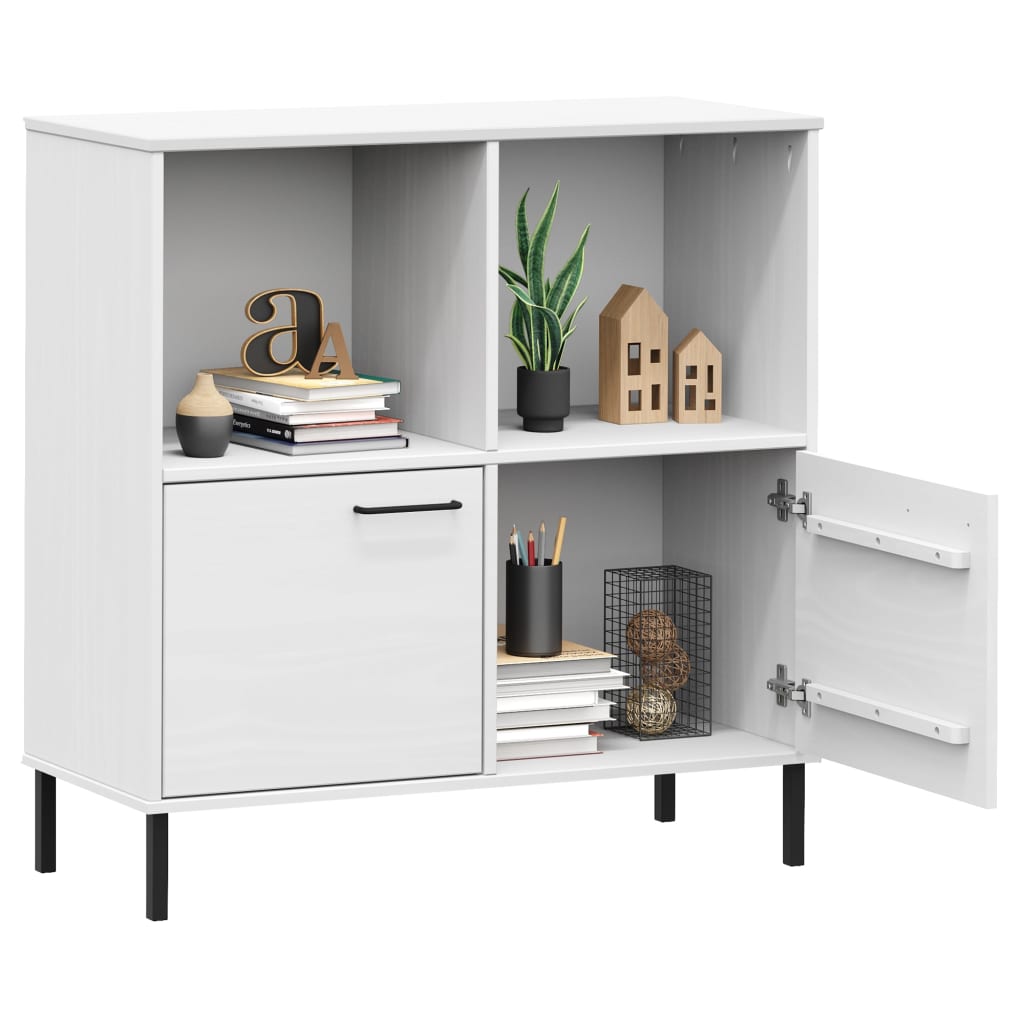 Bokhylla Med Metallben Oslo 90X35X90,5 Cm Massivt Trä