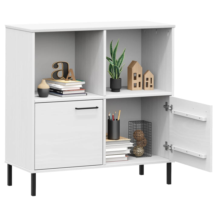 Bokhylla Med Metallben Oslo 90X35X90,5 Cm Massivt Trä