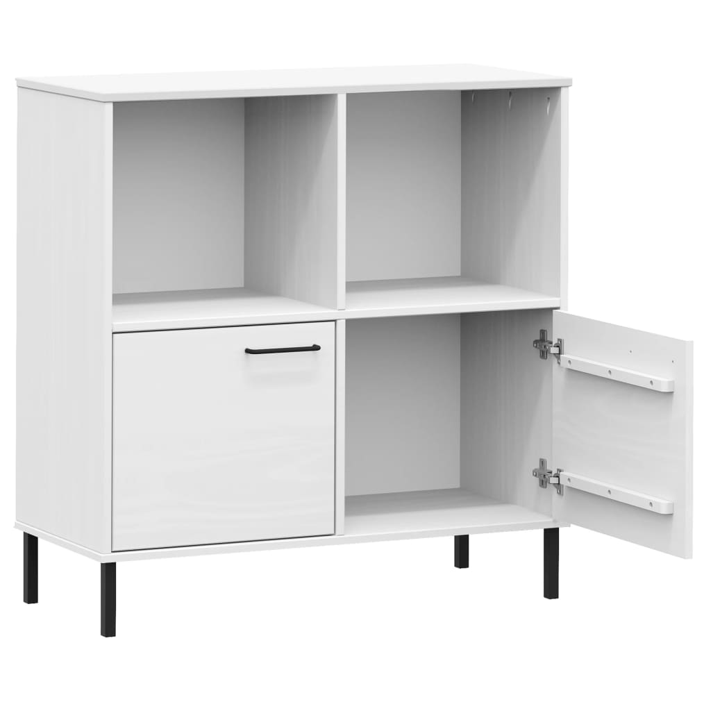 Bokhylla Med Metallben Oslo 90X35X90,5 Cm Massivt Trä
