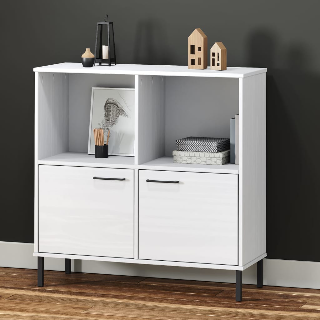 Bokhylla Med Metallben Oslo 90X35X90,5 Cm Massivt Trä