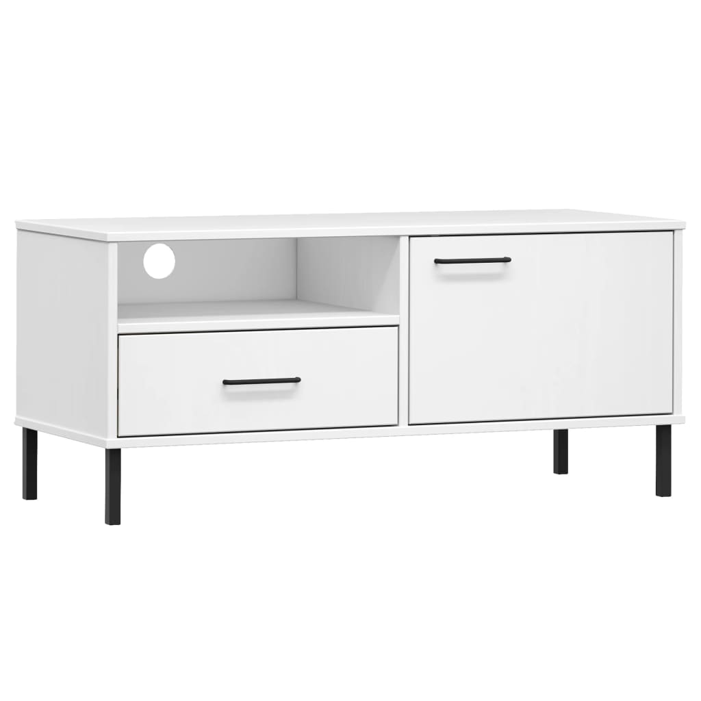 Tv-Bänk Med Metallben Oslo Massiv Furu