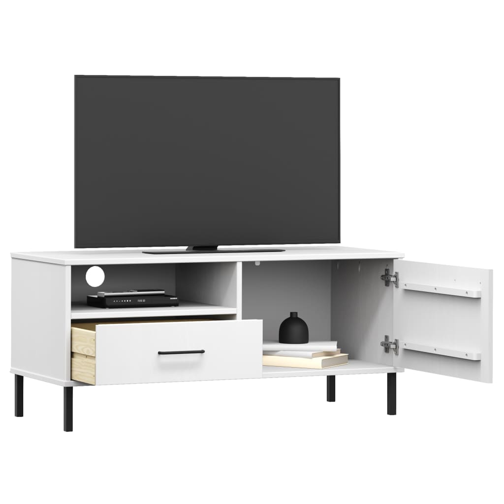 Tv-Bänk Med Metallben Oslo Massiv Furu