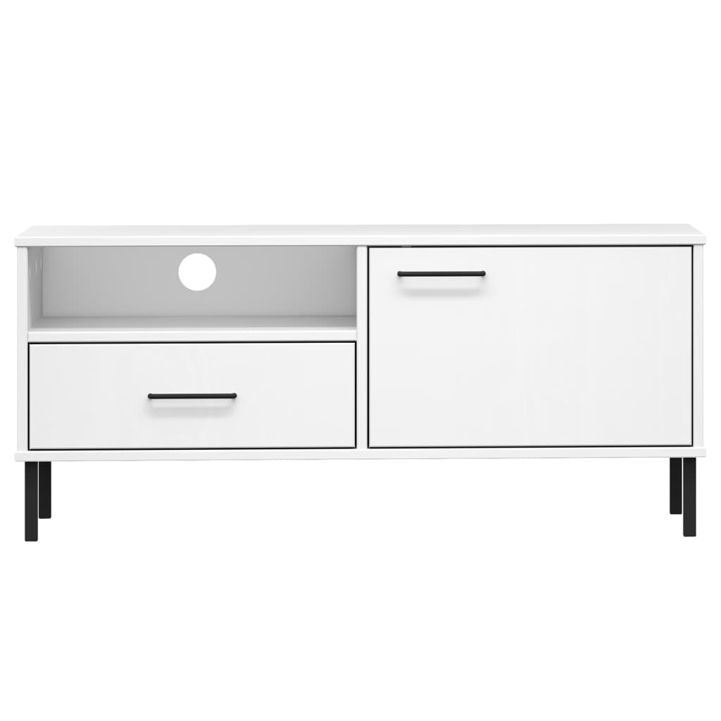 Tv-Bänk Med Metallben Oslo Massiv Furu
