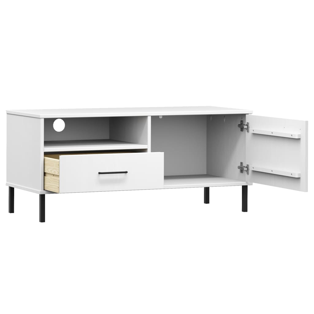 Tv-Bänk Med Metallben Oslo Massiv Furu