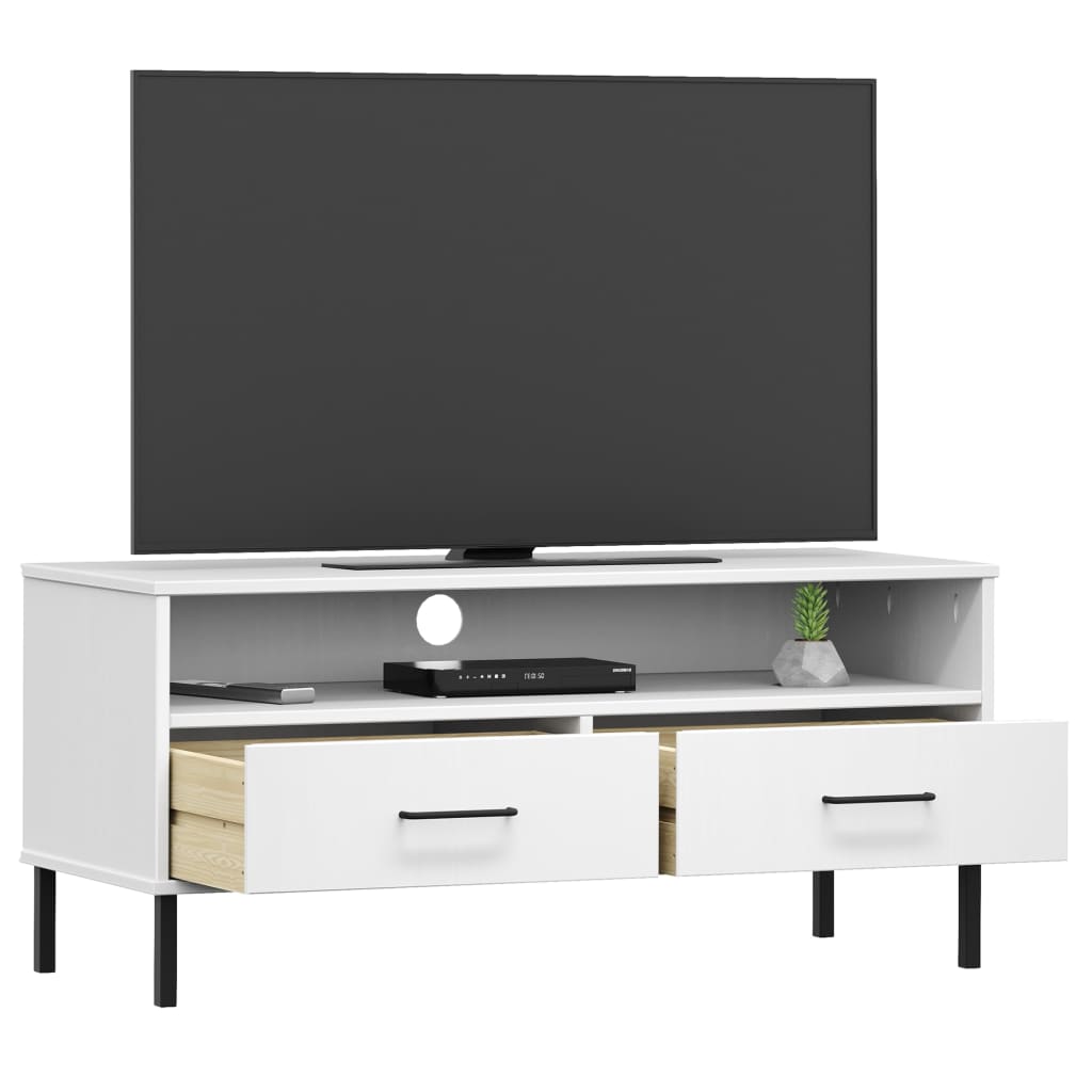 Tv-Bänk Med Metallben Oslo Massiv Furu