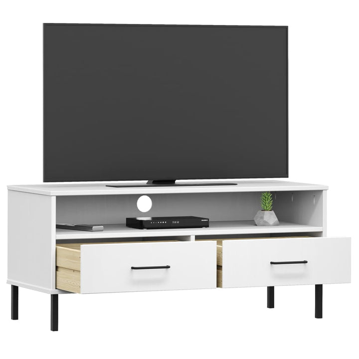 Tv-Bänk Med Metallben Oslo Massiv Furu