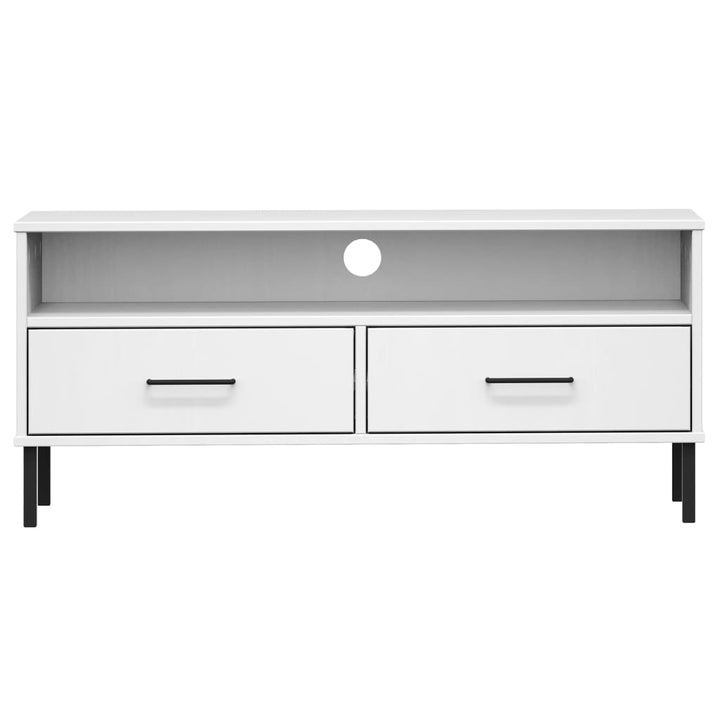 Tv-Bänk Med Metallben Oslo Massiv Furu