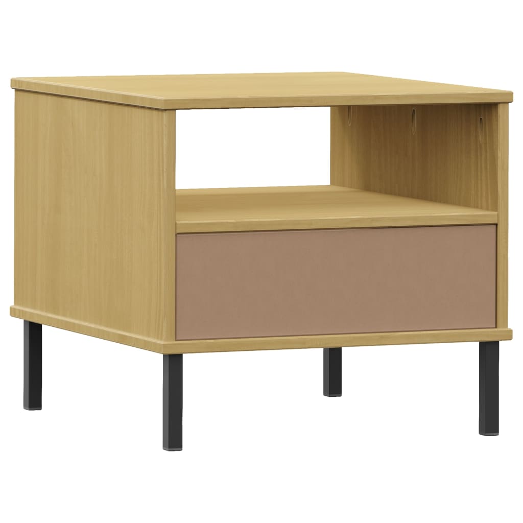 Sängbord Med Metallben Oslo Massiv Furu