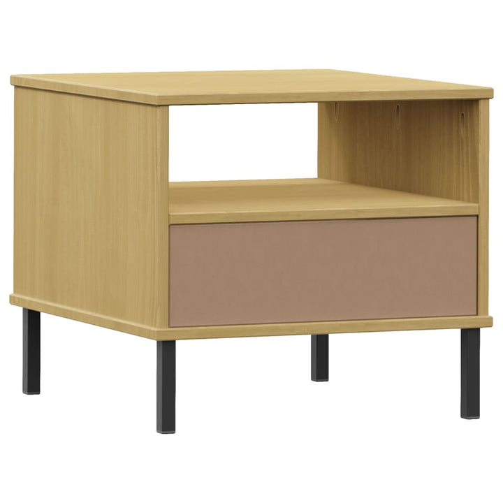 Sängbord Med Metallben Oslo Massiv Furu