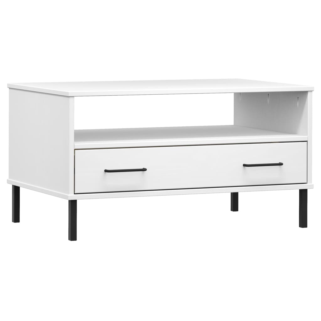 Soffbord Med Metallben Oslo 85X50X45 Cm Massivt Trä