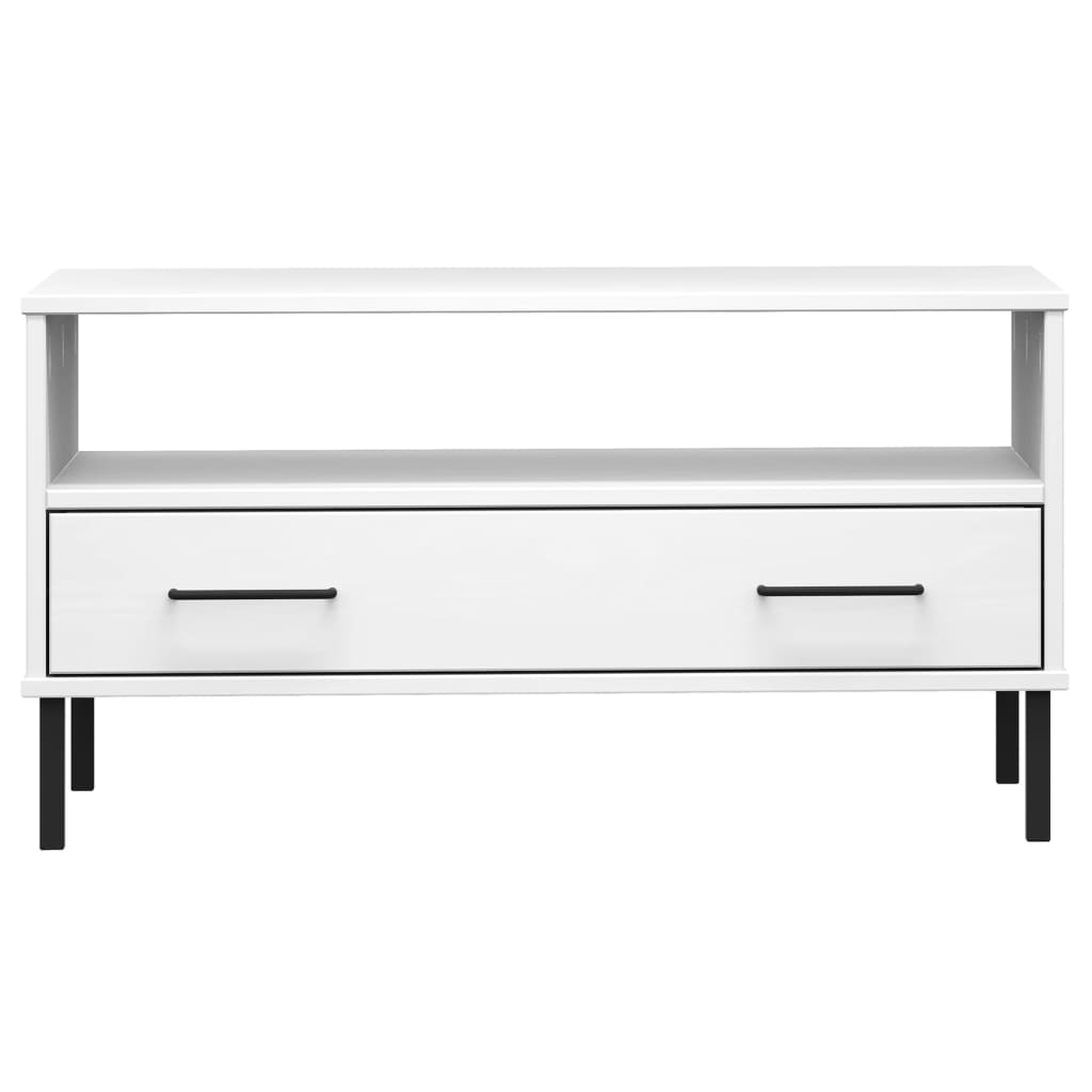 Soffbord Med Metallben Oslo 85X50X45 Cm Massivt Trä